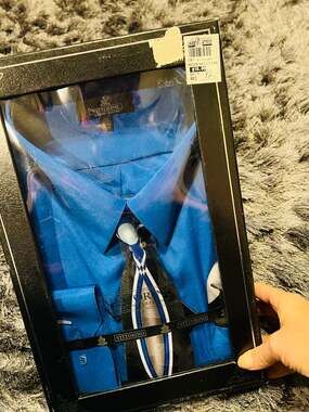Vittorino Signature Collection Men's Royal Blue Dress Shirt and Matching Tie Set